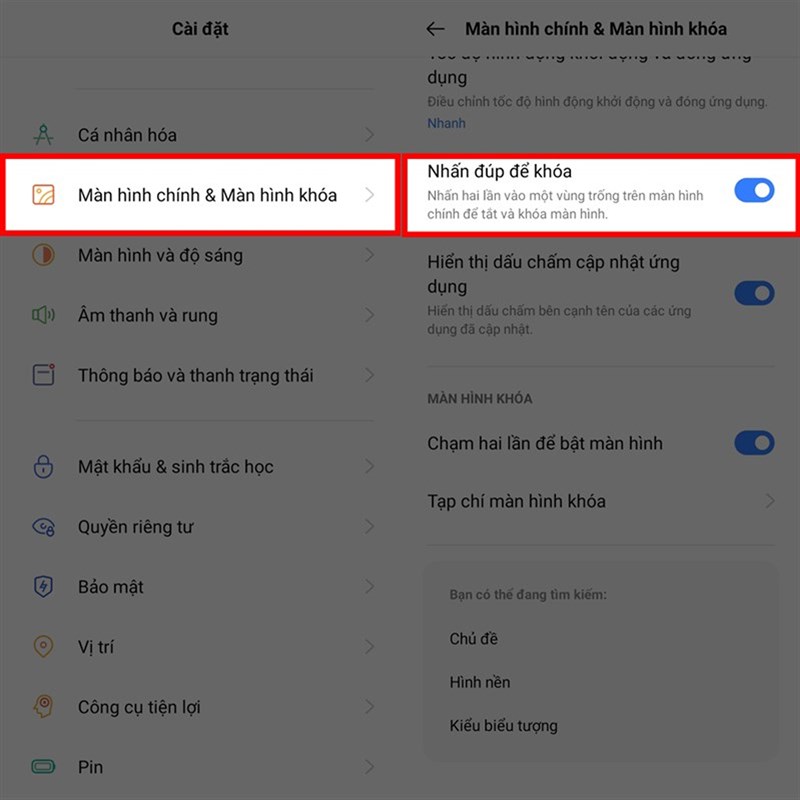 Chạm đúp để tắt màn hình 