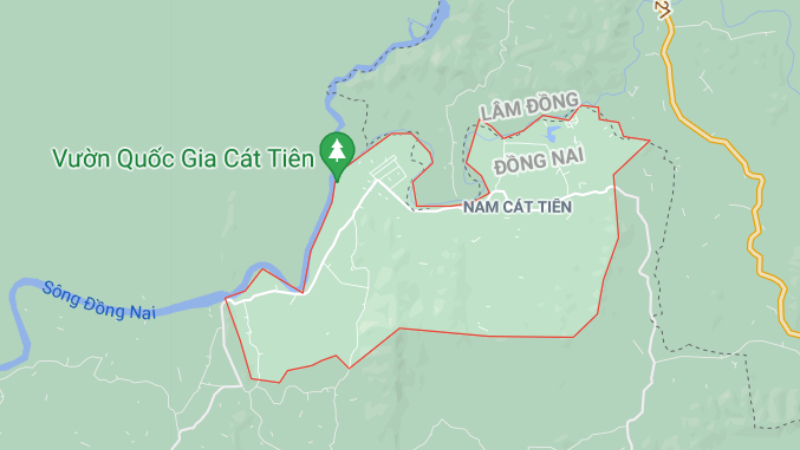 Vườn quốc gia Nam Cát Tiên trên bản đồ