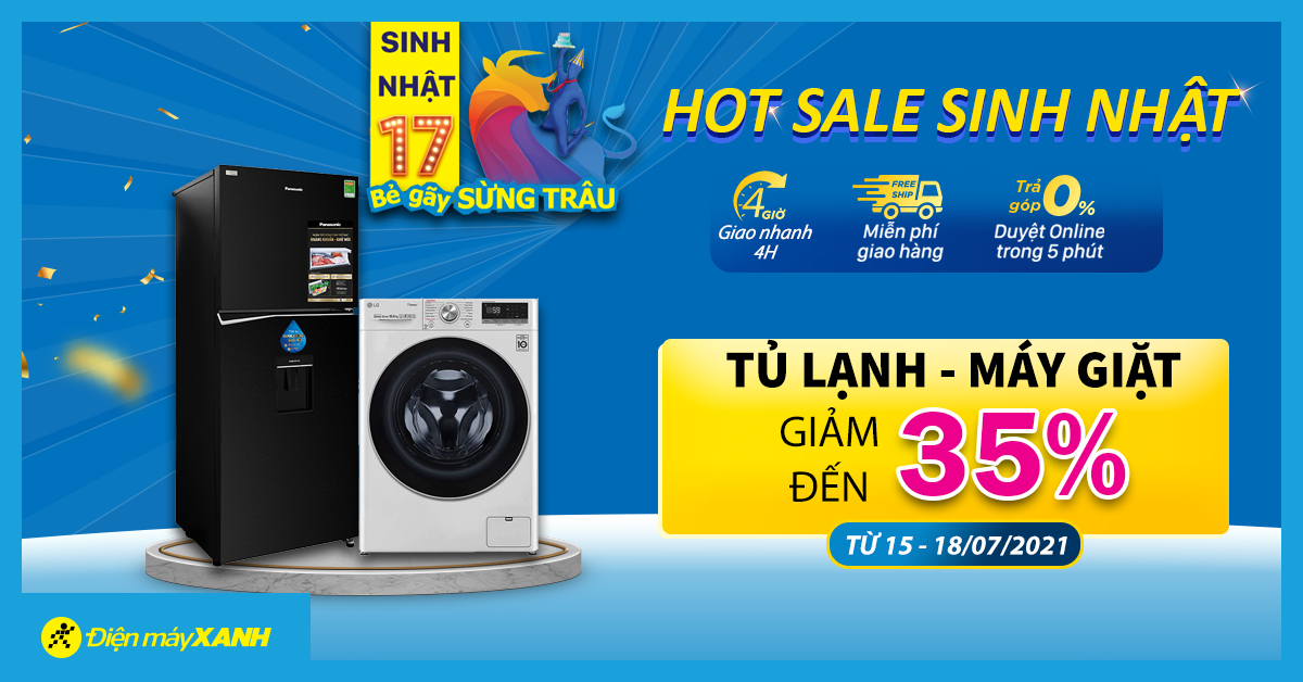 Hot Sale sinh nhật MWG: Tủ lạnh - Máy giặt giảm giá cực SỐC đến 35%