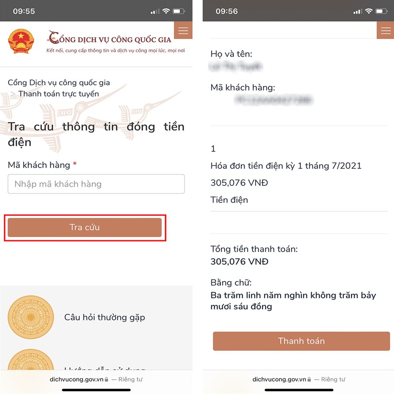 Cách thanh toán tiền điện trên Cổng Dịch Vụ Công Quốc Gia-3