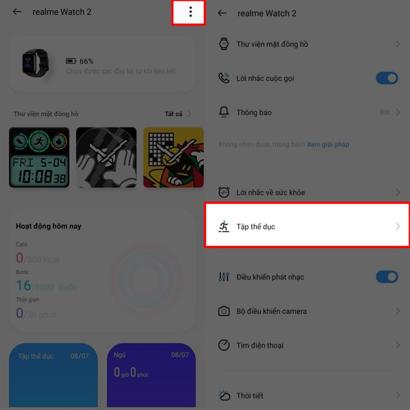 Thêm chế độ tập thể dục