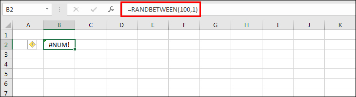 Lỗi #NUM! khi dùng hàm RANDBETWEEN