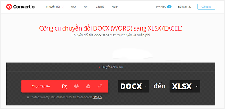 Để chuyển file Word sang Excel bằng công cụ Convertio