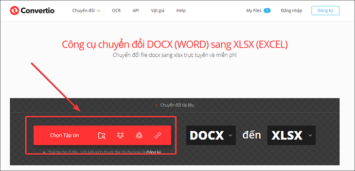 Bạn chọn mục Chọn Tập Tin để chọn file Word chuyển đổi.