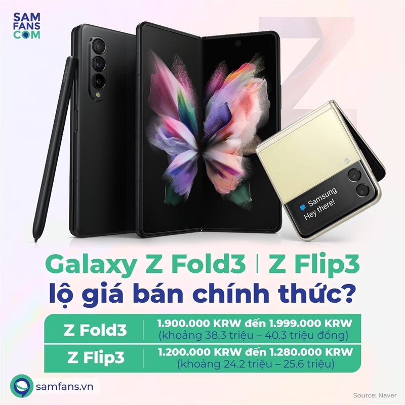 Z Fold3 và Z Flip3 lộ giá bán cực HOT, Samsung quyết tâm thống lĩnh thị trường smartphone màn hình gập