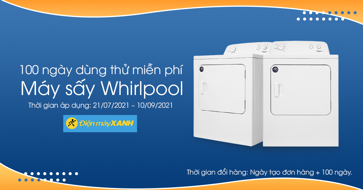 100 ngày dùng thử miễn phí Máy sấy Whirlpool