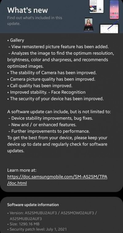 Samsung Galaxy A52 và A72 nhận bản cập nhật cải tiến chất lượng camera