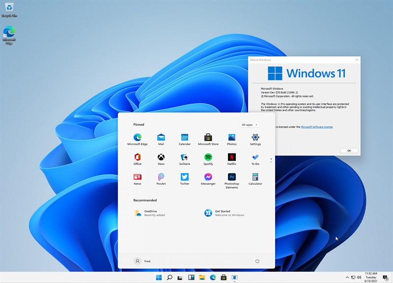 Windows 11 sở hữu giao diện Start Menu và Taskbar mới