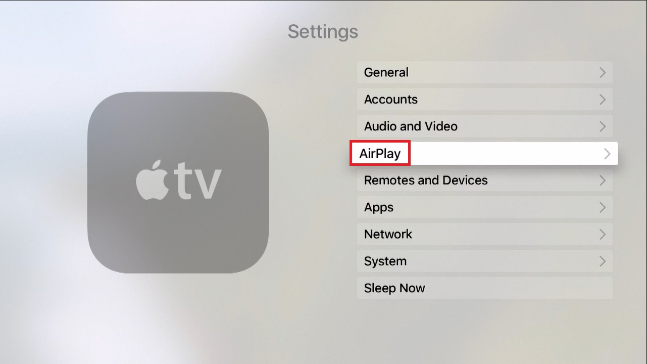 Bật AirPlay của Apple TV lên