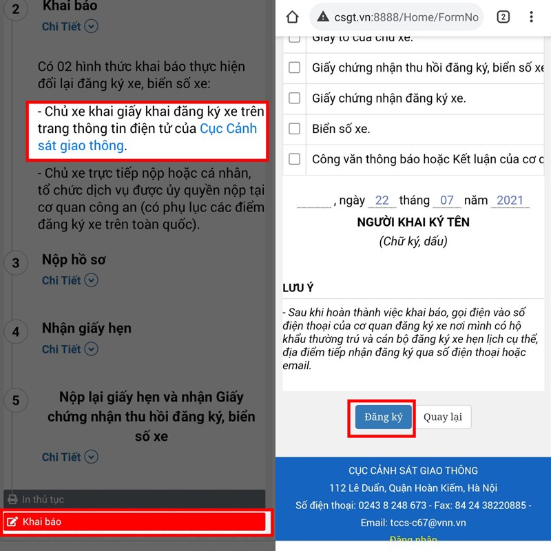 Cách đăng kí thu hồi giấy chứng nhận đăng ký xe, biển số xe trực tuyến Cách đăng kí thu hồi giấy chứng nhận đăng ký xe, biển số xe trực tuyến