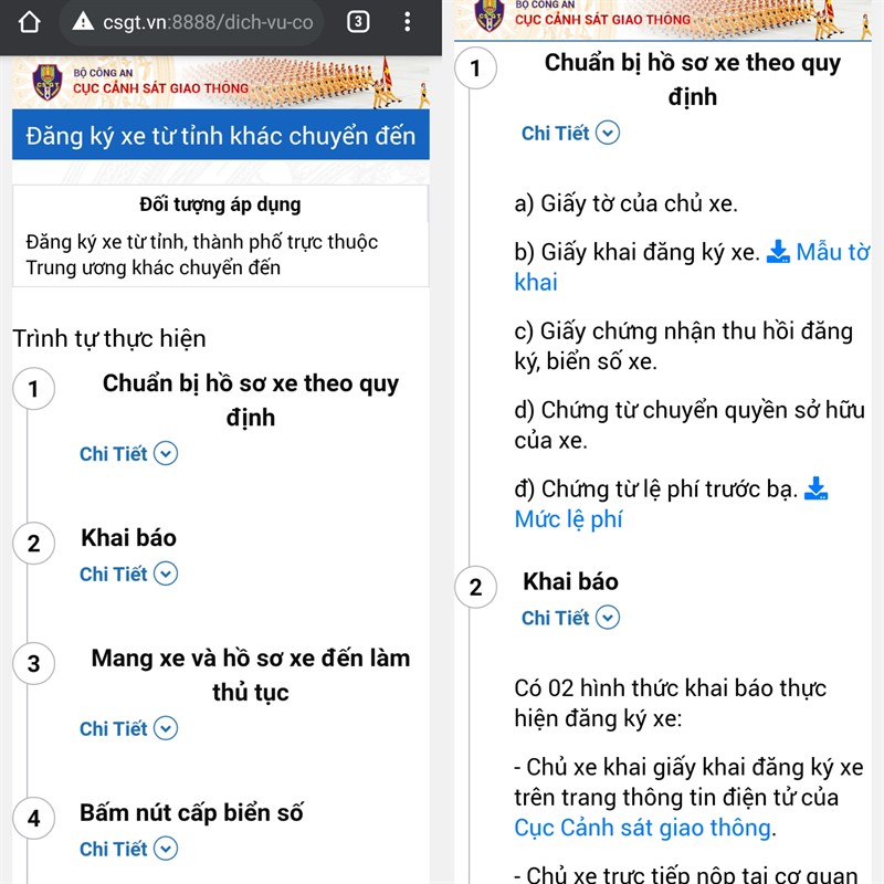 Cách đăng ký xe từ tỉnh khác chuyển đến trực tuyến