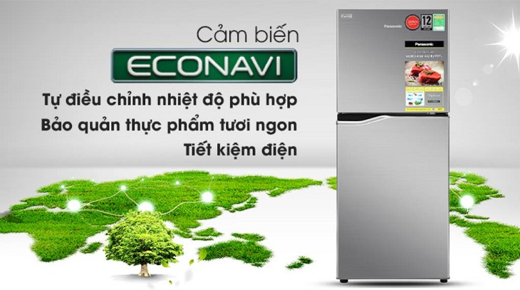 Tủ lạnh Panasonic Inverter 170 lít NR-BA190PPVN tiết kiệm điện năng, vận hành êm ái nhờ cảm biến Econavi