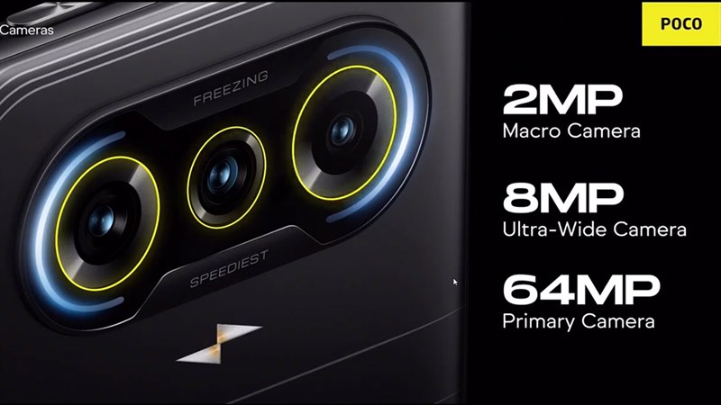 POCO F3 GT có cụm camera chất lượng với camera chính 64 MP