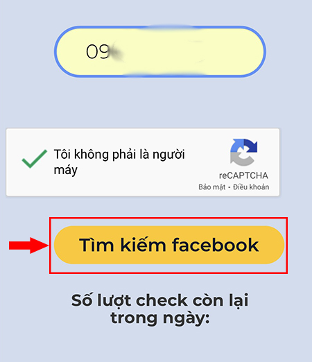 Cách tìm Facebook qua số điện thoại với công cụ FindUID > Chọn nút Tìm kiếm Facebook