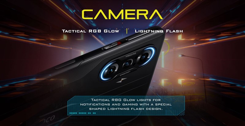 POCO F3 GT có hệ thống đèn RGB bao quanh cụm camera phía sau