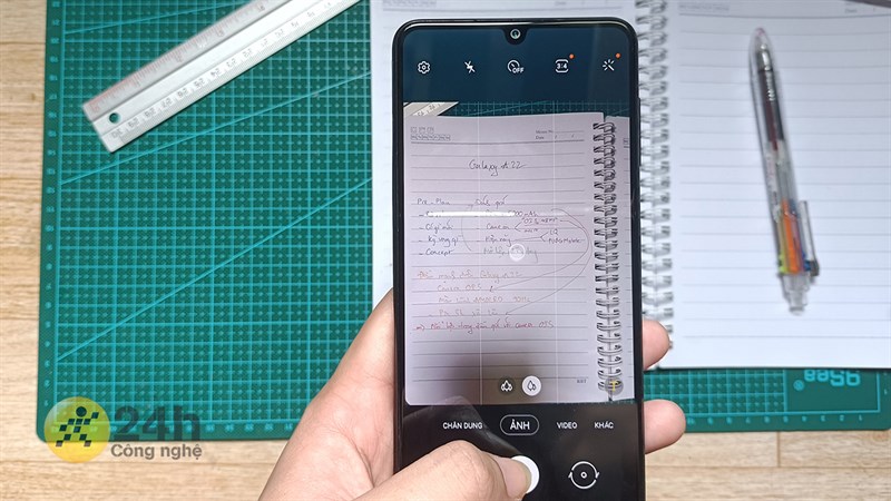 Chụp ảnh scan với Galaxy A22