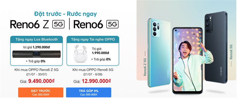 Đặt gạch OPPO Reno6 5G và Reno6 Z 5G