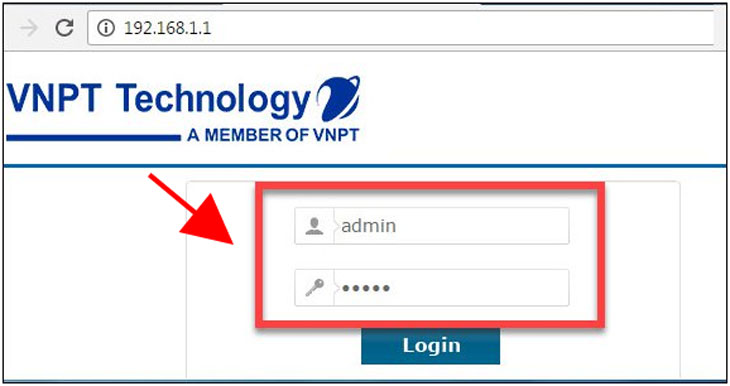 Nhập username và password để đăng nhập