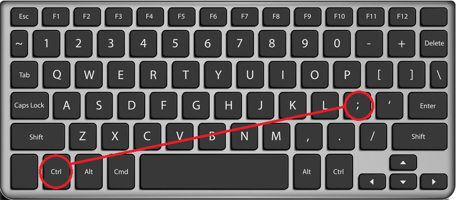 Tổ hợp phím Ctrl và ; sẽ cho ra kết quả là ngày tháng năm hiện tại được hiển thị trên máy tính