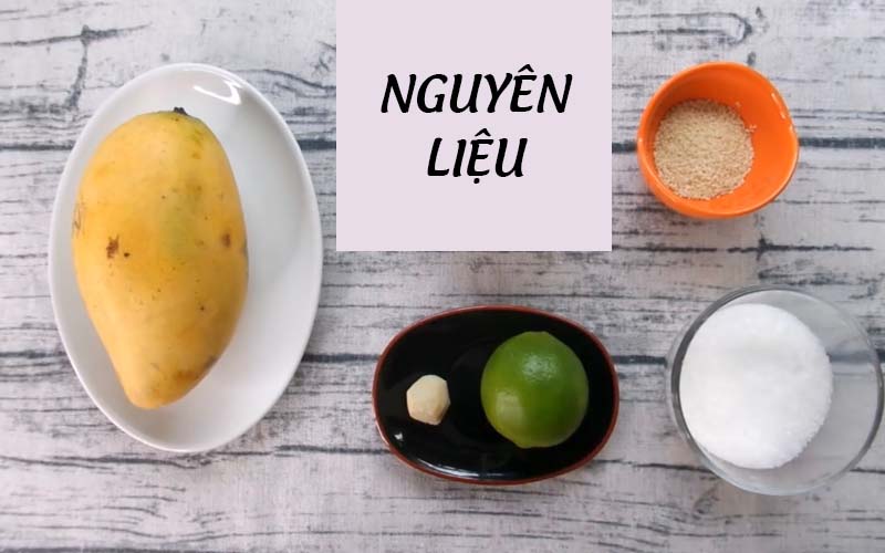 Nguyên liệu làm món bánh tráng xoài