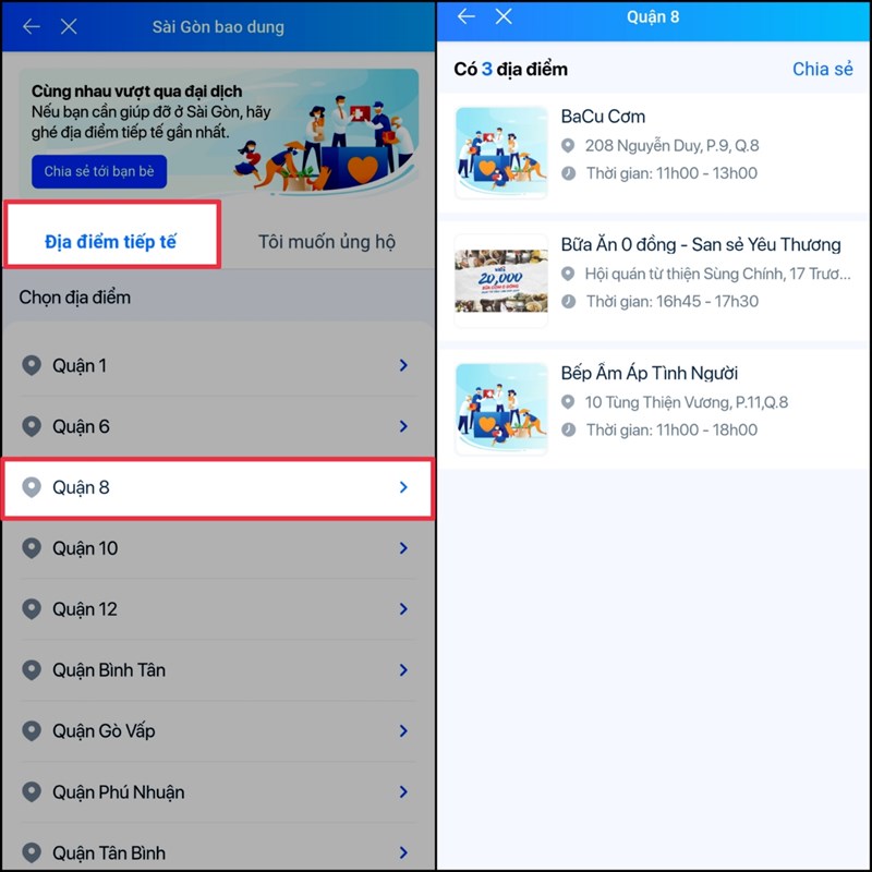 Xem địa điểm hỗ trợ người dân trên Zalo để có thể nhận được sự giúp đỡ kịp thời trong mùa dịch