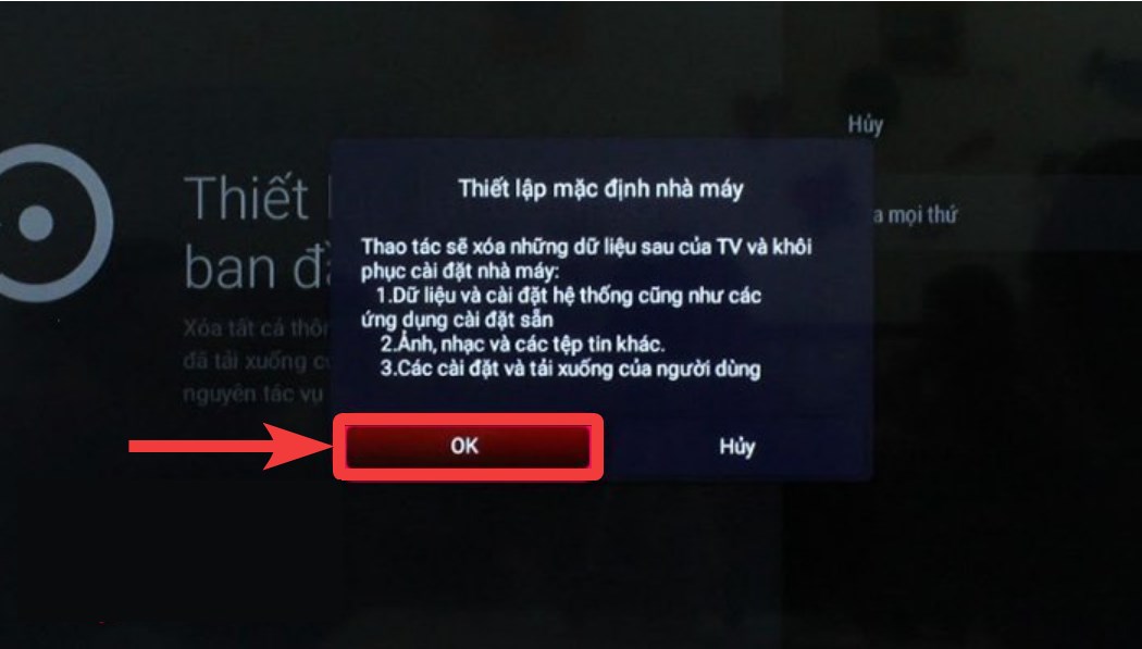 Khôi phục cài đặt gốc cho tivi TCL