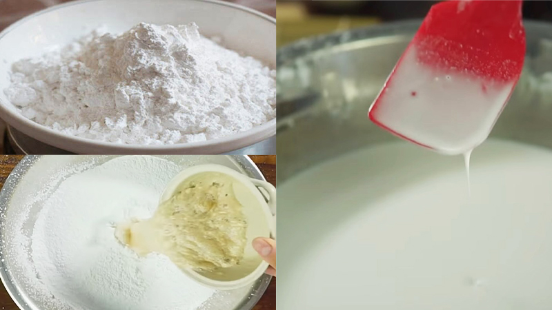 Hình ảnh về các bước làm bột bánh.