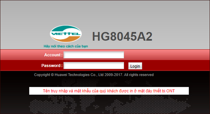  Bạn điền thông tin Đăng Nhập (Account và Password) 