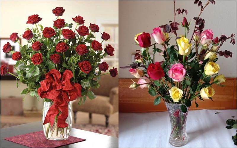cách cắm hoa hồng để bàn phòng khách