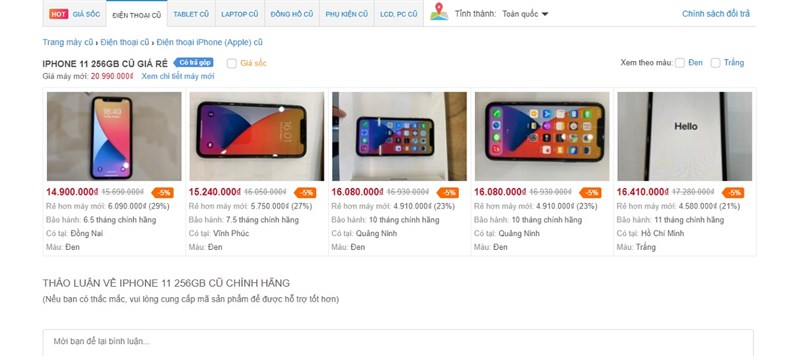 iPhone 11 256GB cũ giảm giá iPhone 11 256GB cũ giảm giá