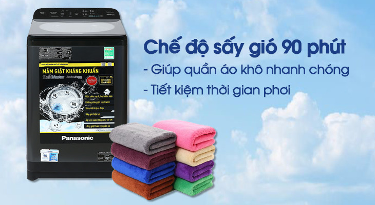 chế độ sấy khô quần áo trong vòng 90 phút