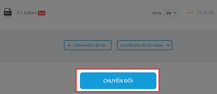 Nhấn vào Chuyển đổi