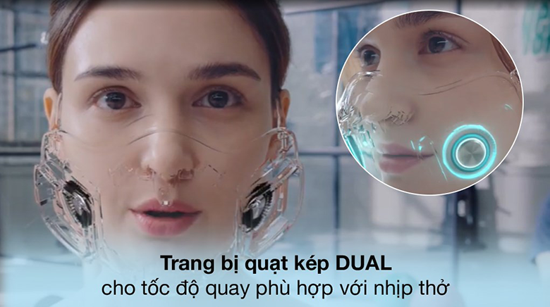 3 đặc điểm công nghệ trên khẩu trang lọc khí LG > Khẩu trang lọc khí LG - Quạt kép 