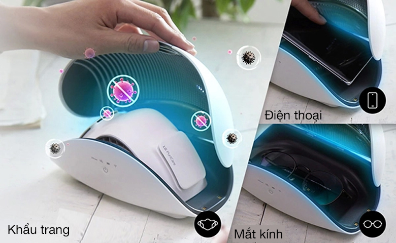 3 đặc điểm công nghệ trên khẩu trang lọc khí LG > Khẩu trang lọc khí LG - Sử dụng khử trùng trên đồ vật khác như: mắt kính, điện thoại,..
