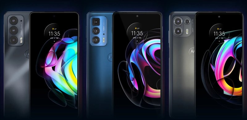 Từ trái sang phải: Motorola Edge 20, Edge 20 Pro, Edge 20 Lite