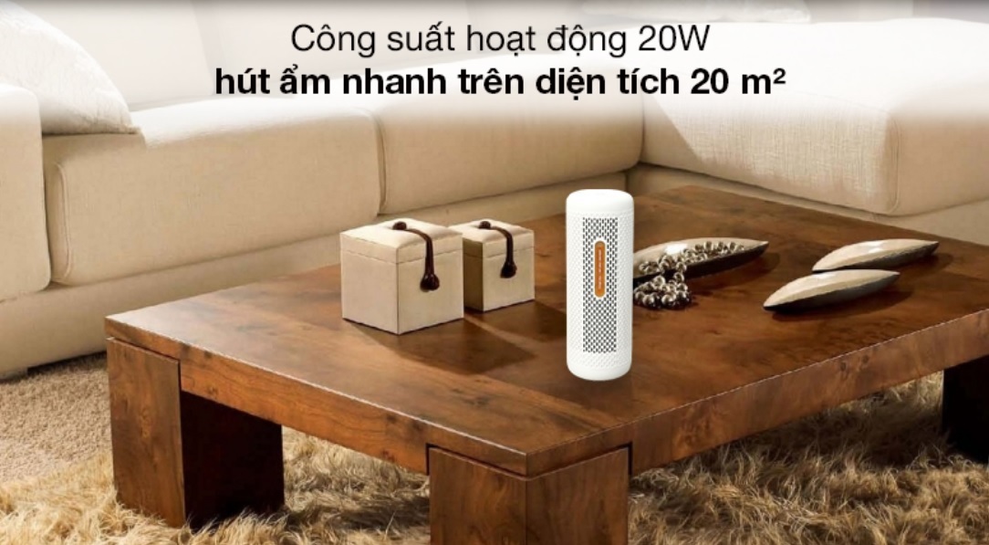 Máy hút ẩm mini DEERMA DEM-CS90M có công suất hoạt động 20W hoạt động hiệu quả trên diện tích đến 20m²