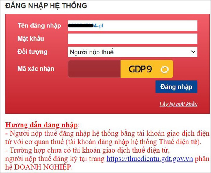 Nhập thông tin thuế của doanh nghiệp.