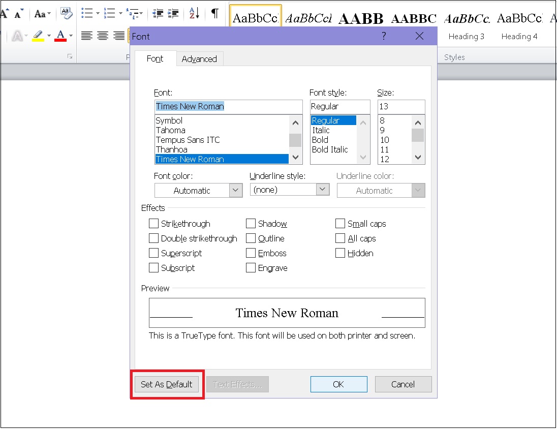 Cách đặt font chữ mặc định trong Word đơn giản, dễ thực hiện nhất