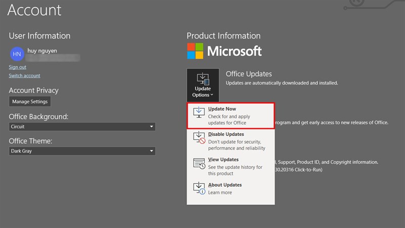 Cách cập nhật Office trên máy tính-7
