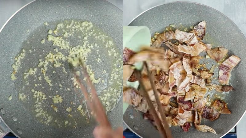Xào mực khô với tỏi