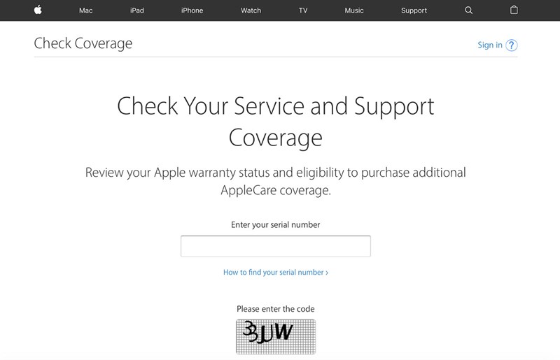 Kiểm tra active trên trang Check Coverage của Apple
