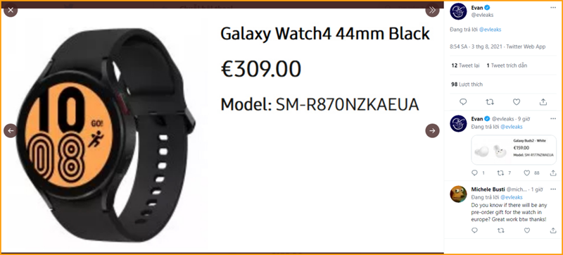 Galaxy Watch 4 44 mm lộ giá bán mới nhất
