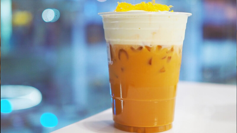 Trà đào sữa machiato