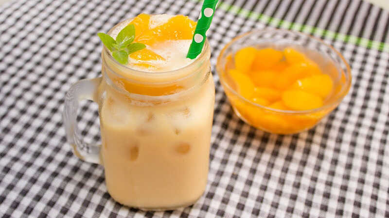 Instructions on how to make delicious and cool peach milk tea