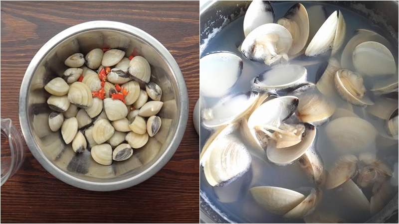 Sơ chế và luộc nghêu