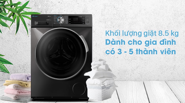 Máy giặt Casper Inverter 8.5 kg WF-85I140BGB có thiết kế cửa trước sang trọng, hiện đại