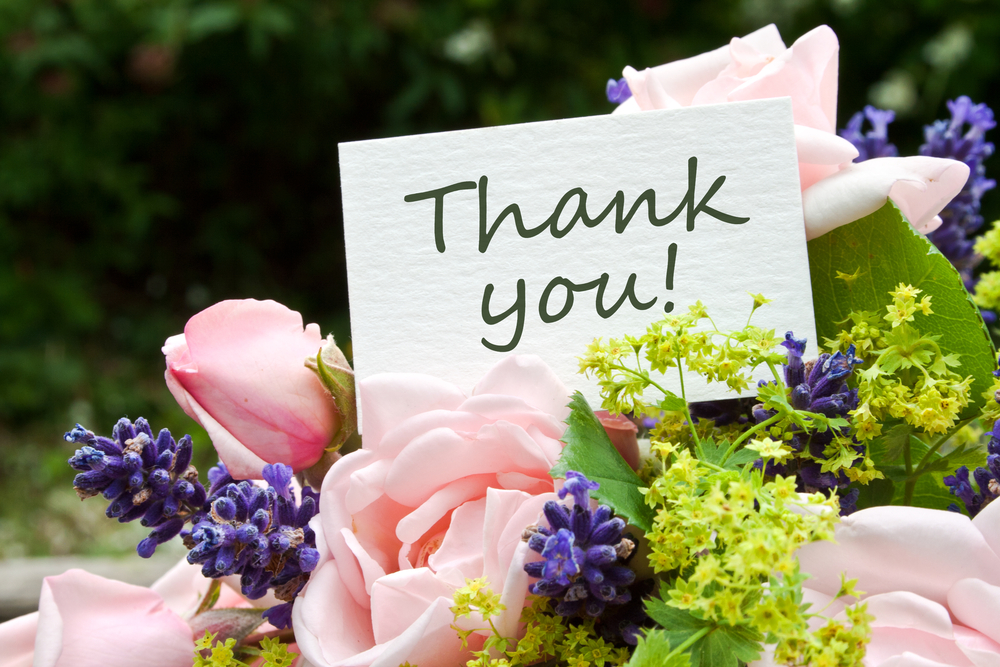 Flowers and thank-you cards