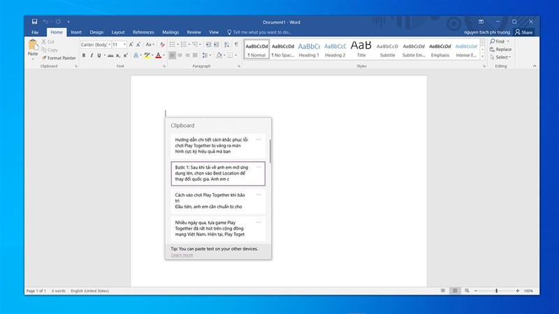 cách copy paste nhiều lần trong word
