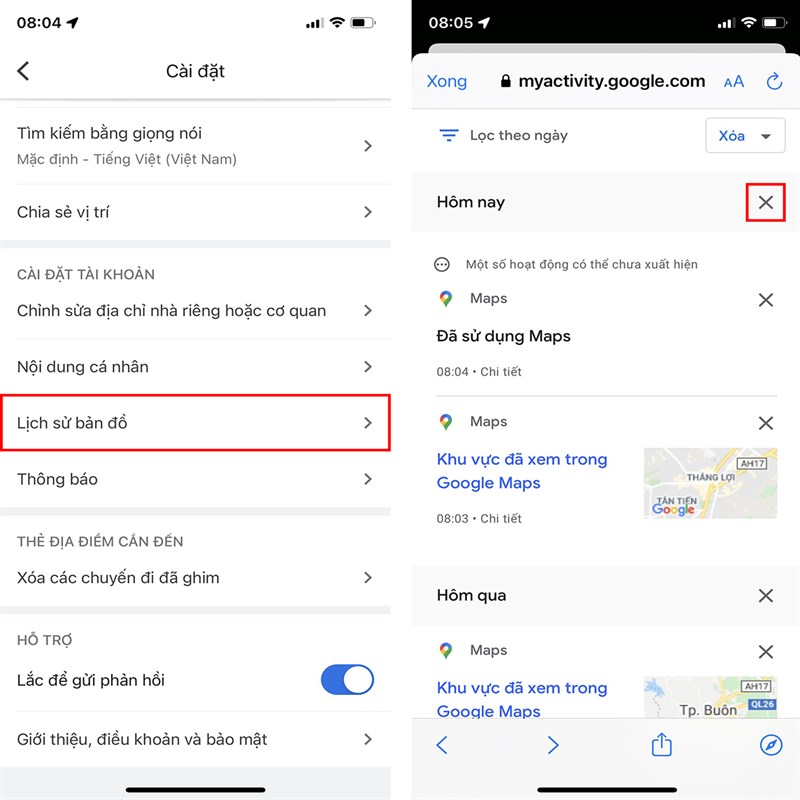 Cách xóa lịch sử Google Maps trên iPhone-3