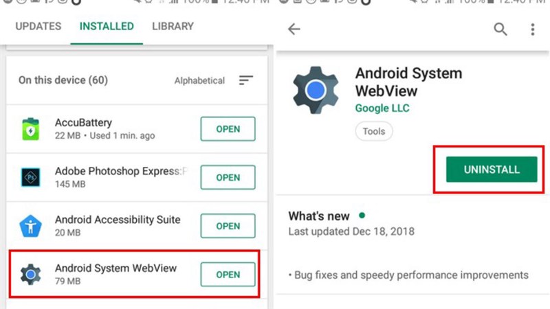 có thể xóa Android System WebView ra khỏi điện thoại không